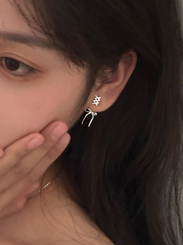 Bow ribbon cute earrings