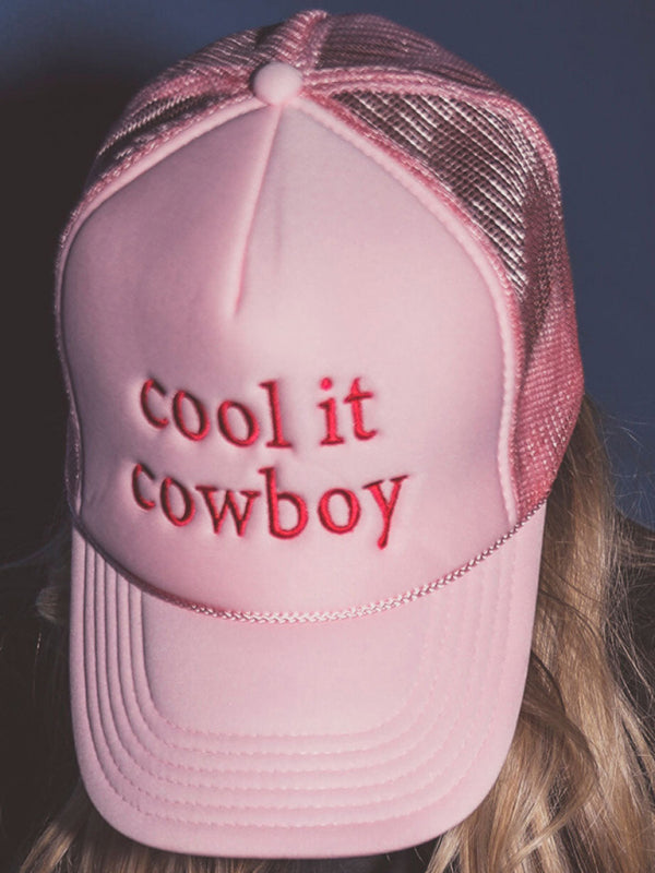 Cool It Cowboy Letter Sponge Mesh Cap Casual Peaked Cap Sun Protection Baseball Cap