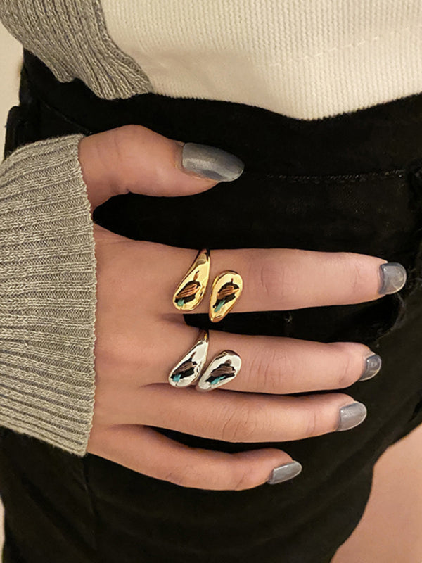 Double Headed Irregular Drop Shaped Ring