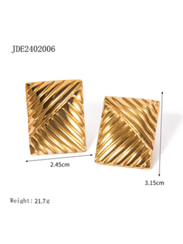 Stainless steel striped symmetrical earrings, simple niche design, fashionable earrings