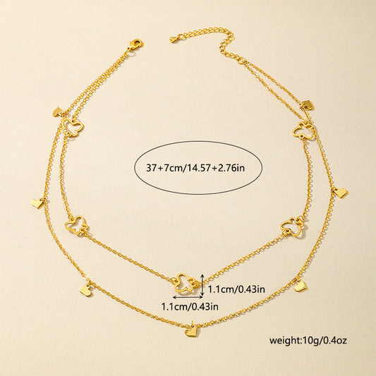 Gold hollow butterfly heart necklace