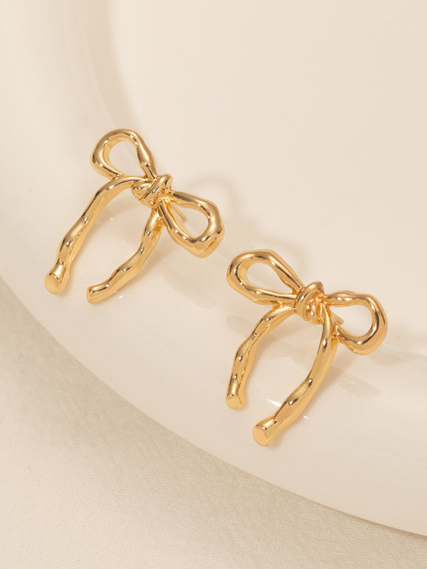 Gold bow earrings