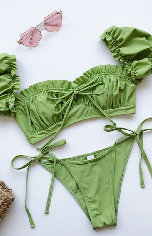 Women's One-Piece Swimsuit With Sleeves And Straps