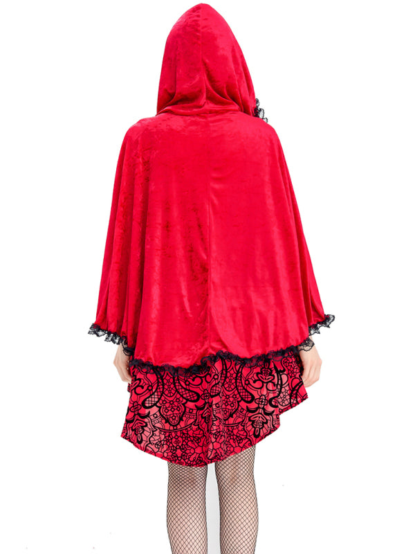 Halloween Jacquard Cape Little Red Riding Hood Costume