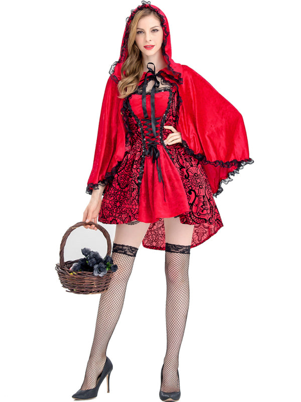 Halloween Jacquard Cape Little Red Riding Hood Costume