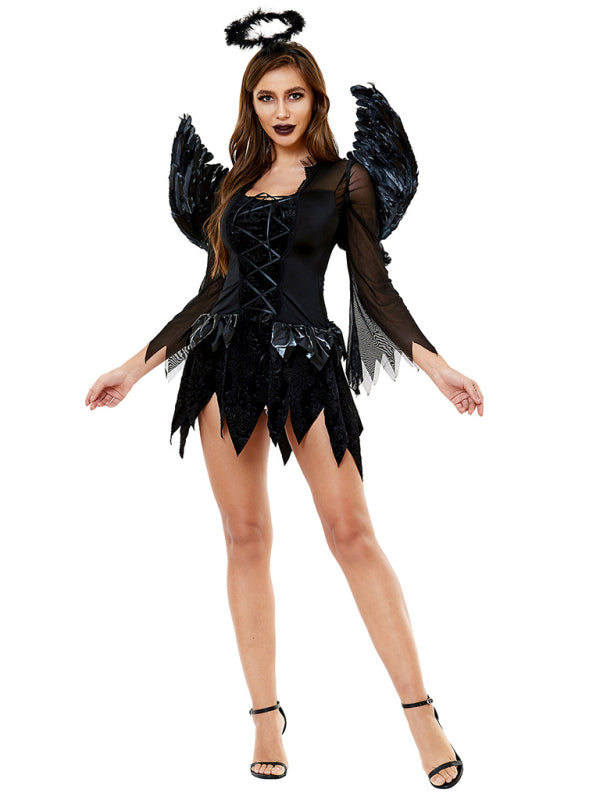 Halloween Winged Black Angel Costume
