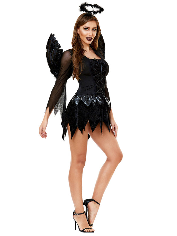 Halloween Winged Black Angel Costume