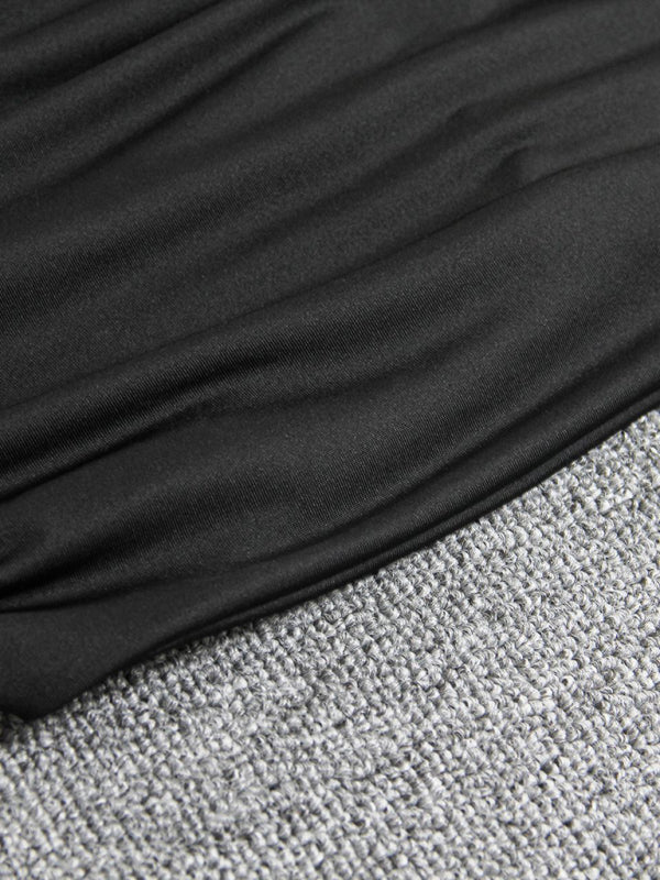 Women's V-neck Halter Neck Backless Sexy Pleated Mini Dress