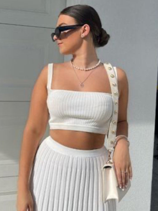 Elegant Knitted Camisole Sleeveless Set