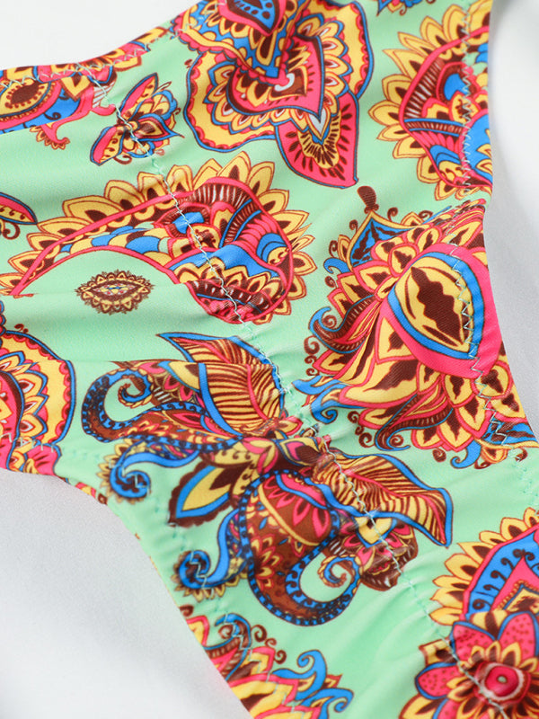 Sexy printed three-ring bikini