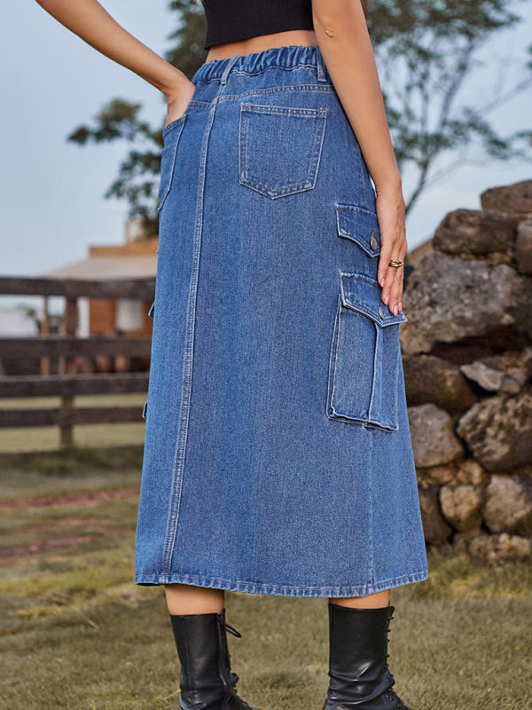 Mid Length Denim Skirt