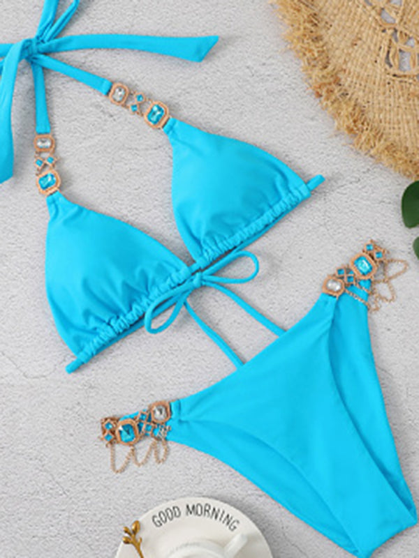 Butterfly Print Knitted Sleeveless Bikini