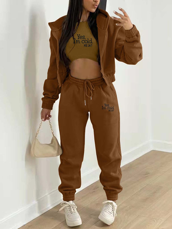 Women’s Fashion Casual Slogan Tracksuit Set