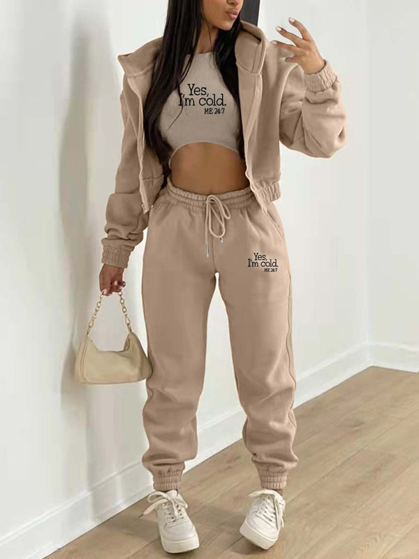 Women’s Fashion Casual Slogan Tracksuit Set