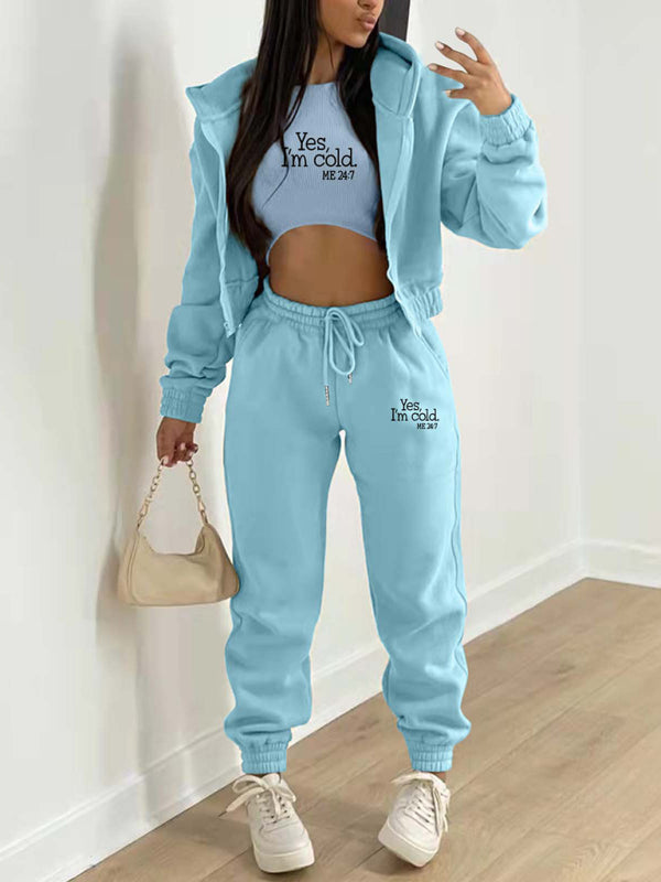 Women’s Fashion Casual Slogan Tracksuit Set