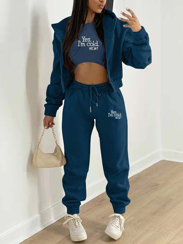 Women’s Fashion Casual Slogan Tracksuit Set