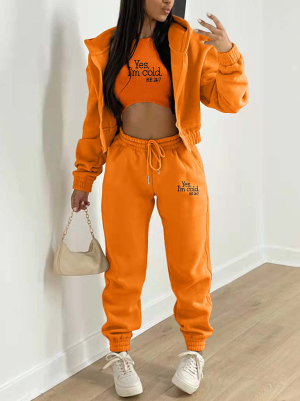 Women’s Fashion Casual Slogan Tracksuit Set