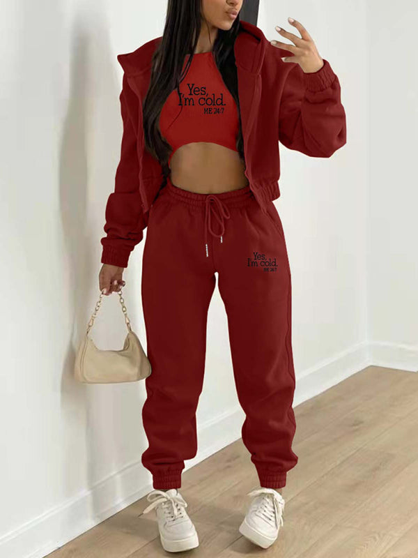 Women’s Fashion Casual Slogan Tracksuit Set