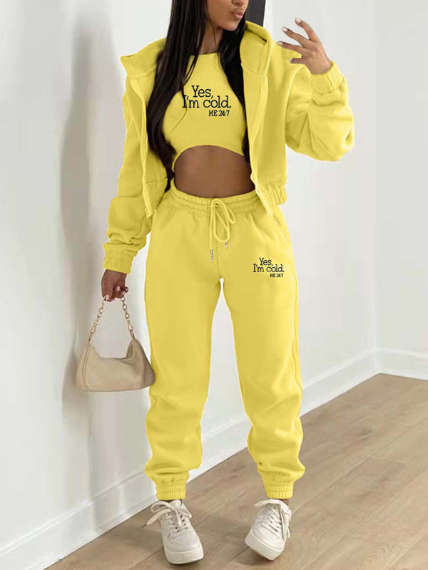 Women’s Fashion Casual Slogan Tracksuit Set