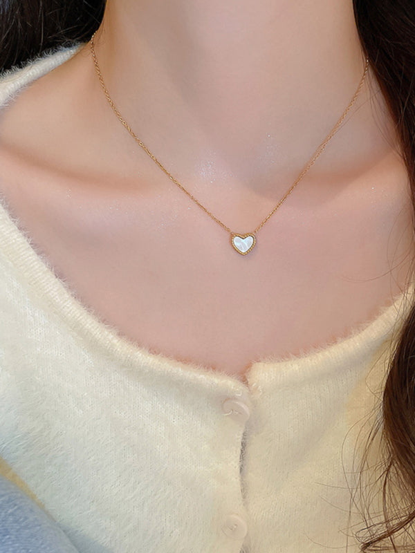 Simple temperament, fashion niche and versatile double-sided love clavicle chain necklace