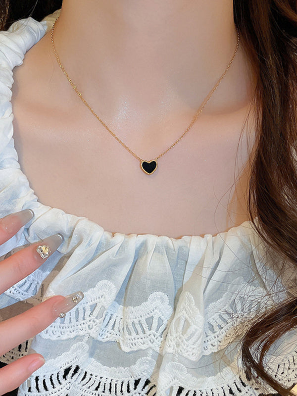 Simple temperament, fashion niche and versatile double-sided love clavicle chain necklace