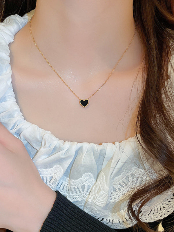 Simple temperament, fashion niche and versatile double-sided love clavicle chain necklace