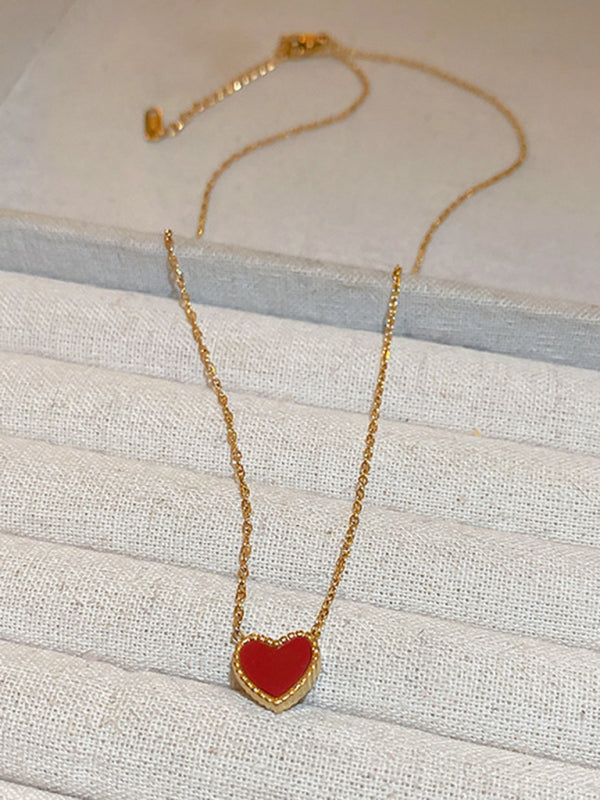Simple temperament, fashion niche and versatile double-sided love clavicle chain necklace