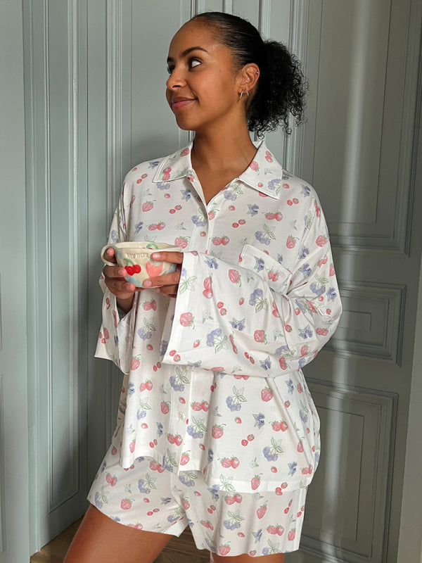 New long sleeved printed pajamas set