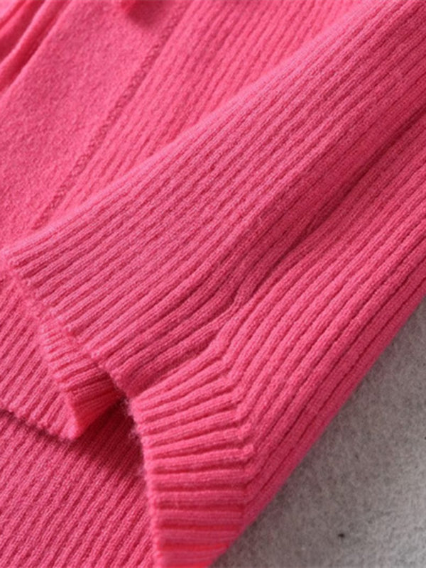 Women's new style French rose large lapel scarf knitted cardigan
