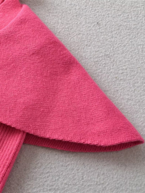 Women's new style French rose large lapel scarf knitted cardigan