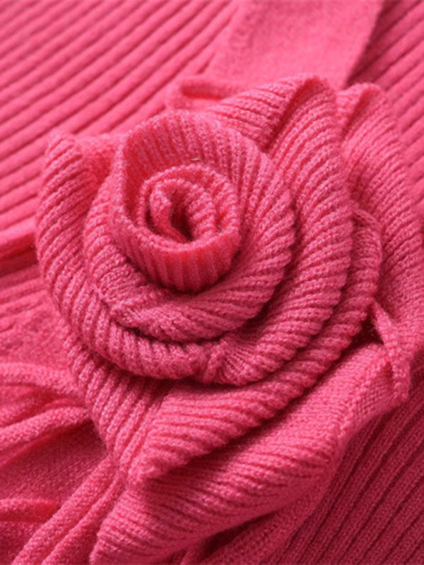 Women's new style French rose large lapel scarf knitted cardigan