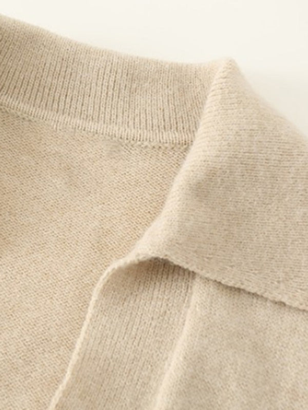 Women's casual polo large v-neck striped sweater