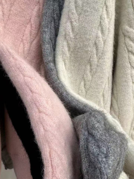 Women's casual zipper twist pullover sweater