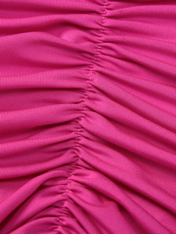 Backless pleated slim fit dress