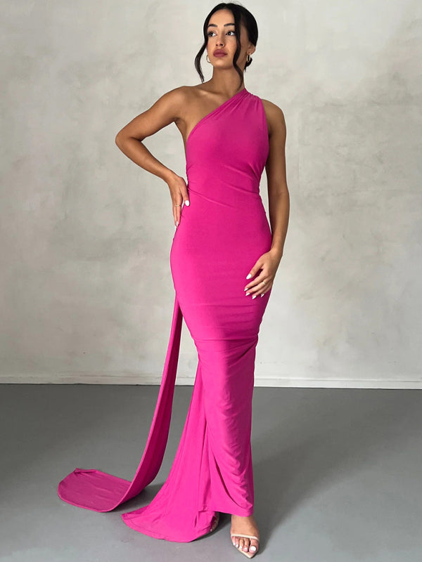 Backless pleated slim fit dress
