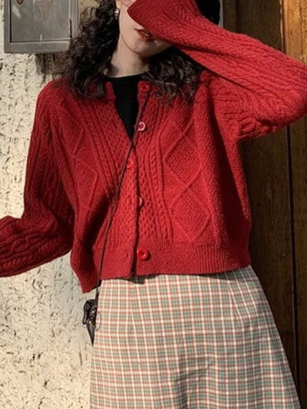 New retro twist knitted cardigan