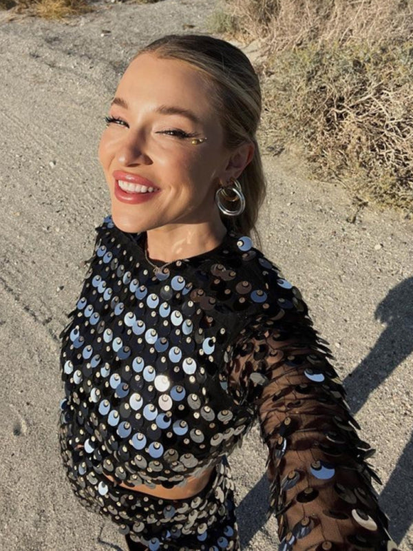 Fashion new sequined irregular dress