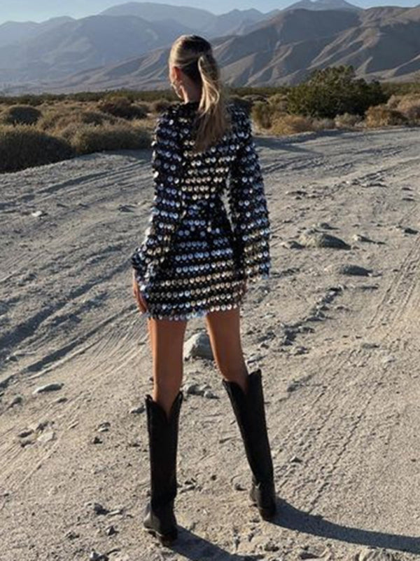 Fashion new sequined irregular dress