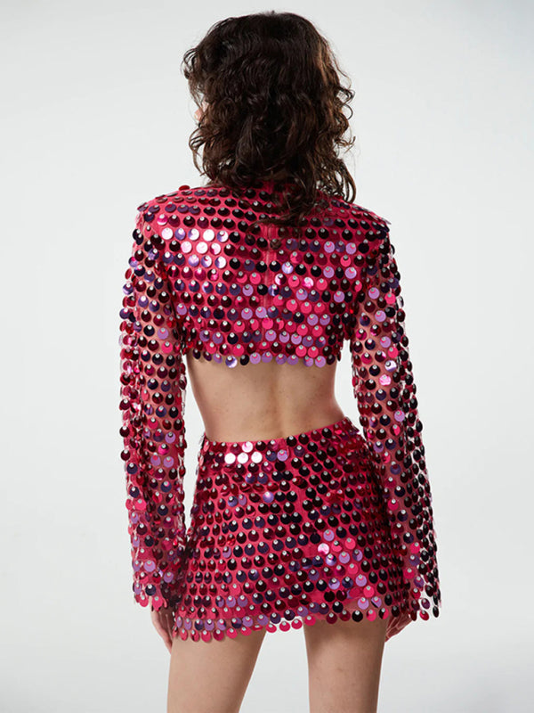 Fashion new sequined irregular dress