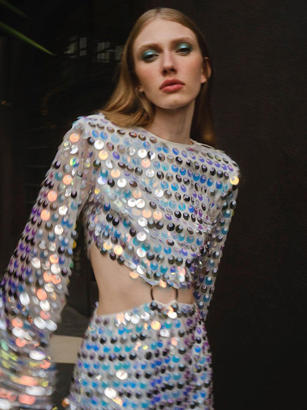 Fashion new sequined irregular dress