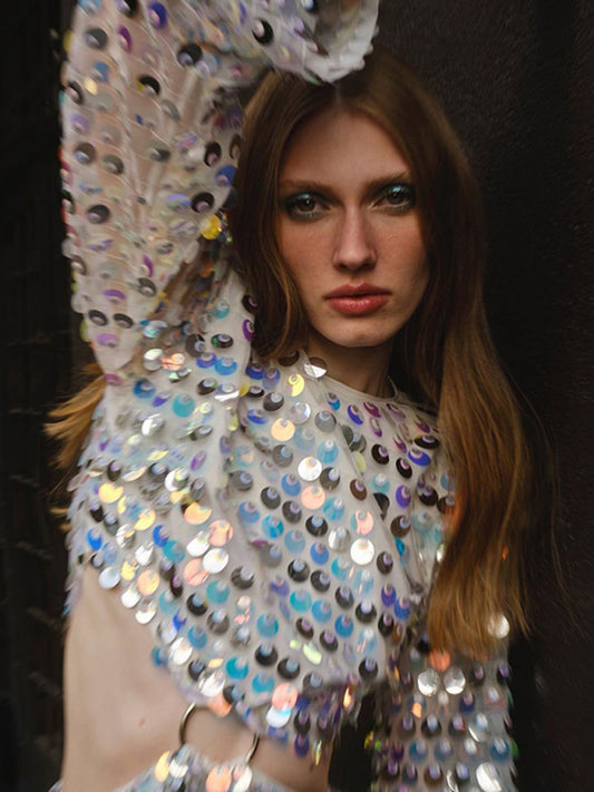 Fashion new sequined irregular dress