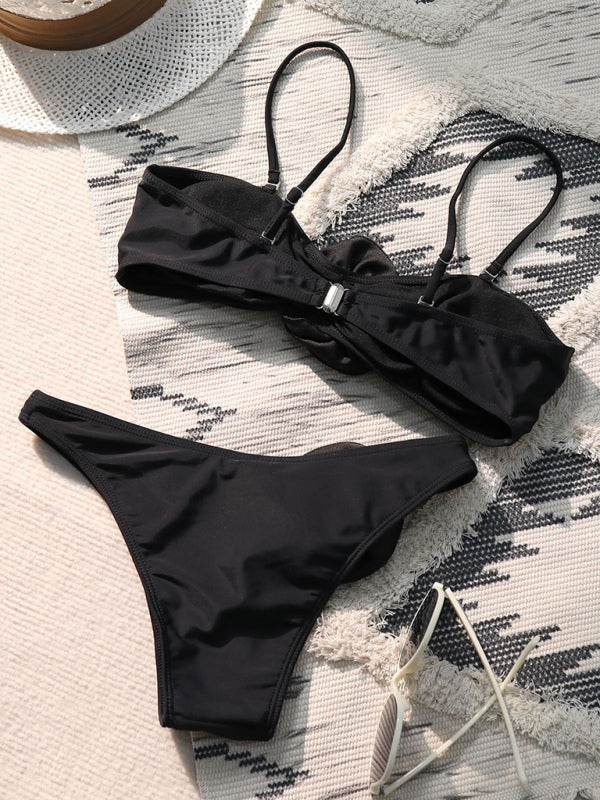 New three dimensional flower tube top bikini