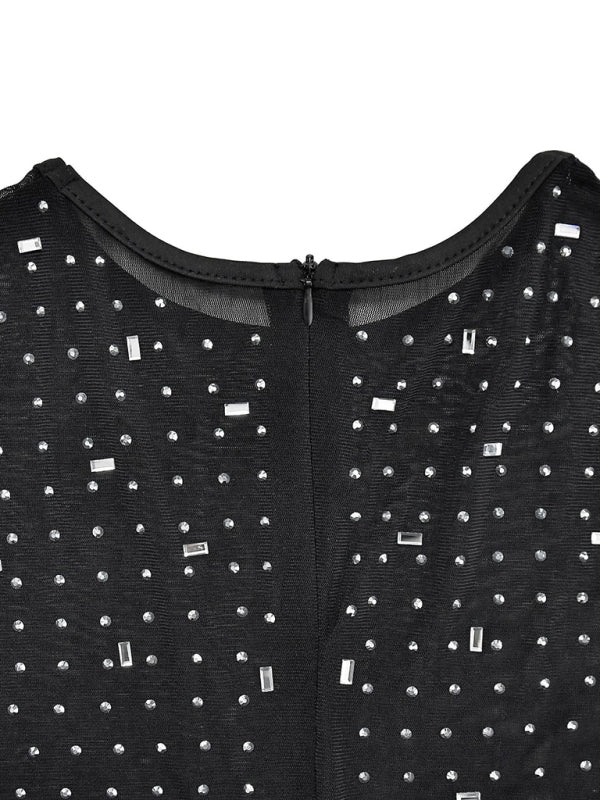 Fashion women's solid color mesh long sleeve long skirt dress