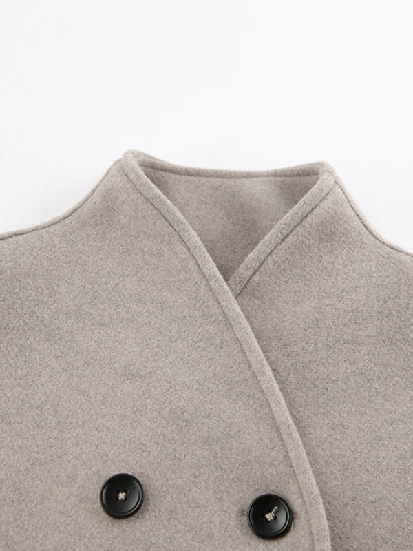 Chic Beige Woolen Jacket