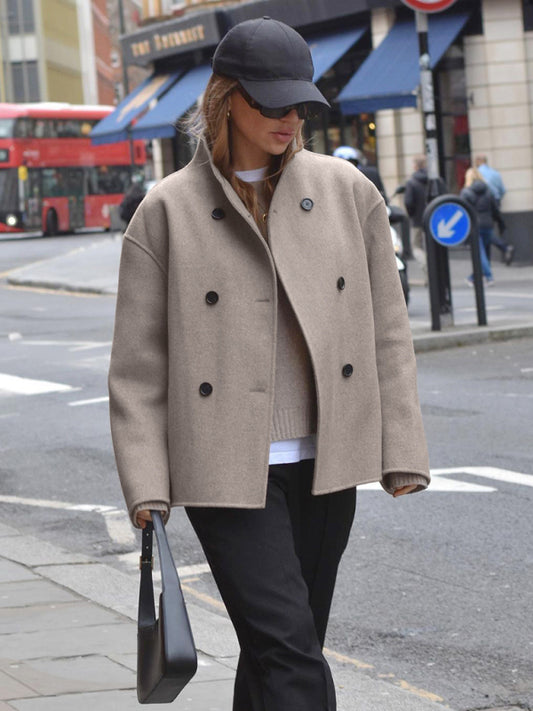 Chic Beige Woolen Jacket