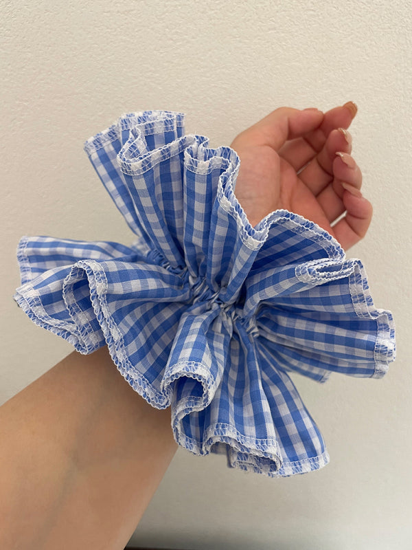 Four layer plaid lace hair tie