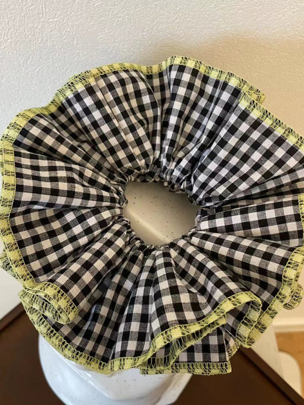 Four layer plaid lace hair tie