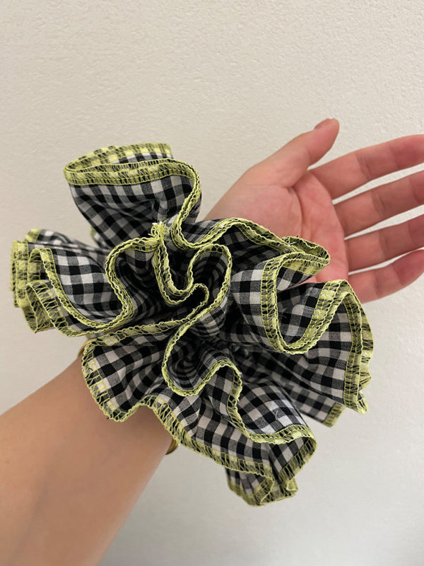Four layer plaid lace hair tie