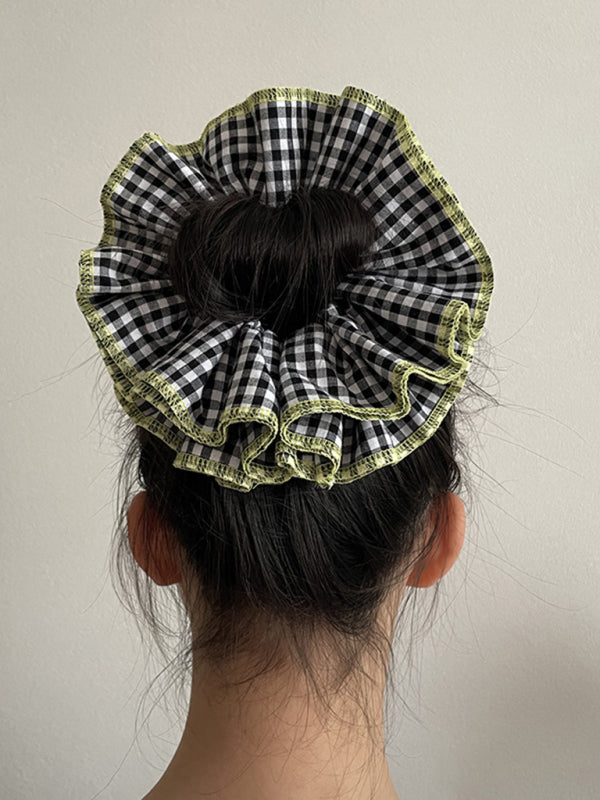 Four layer plaid lace hair tie