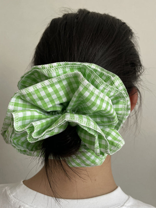 Four layer plaid lace hair tie